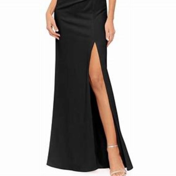 XSCAPE Ruffled Ruched Scuba Fit & Flare Gown - Picture 3 of 4